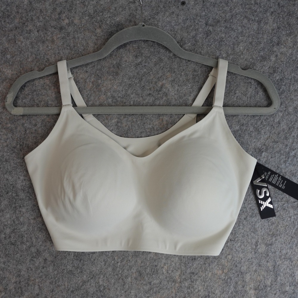 VSX Elevate Stretch Comfort Sports Bra Womens S-DD White Wireless Cross-Back NWT
